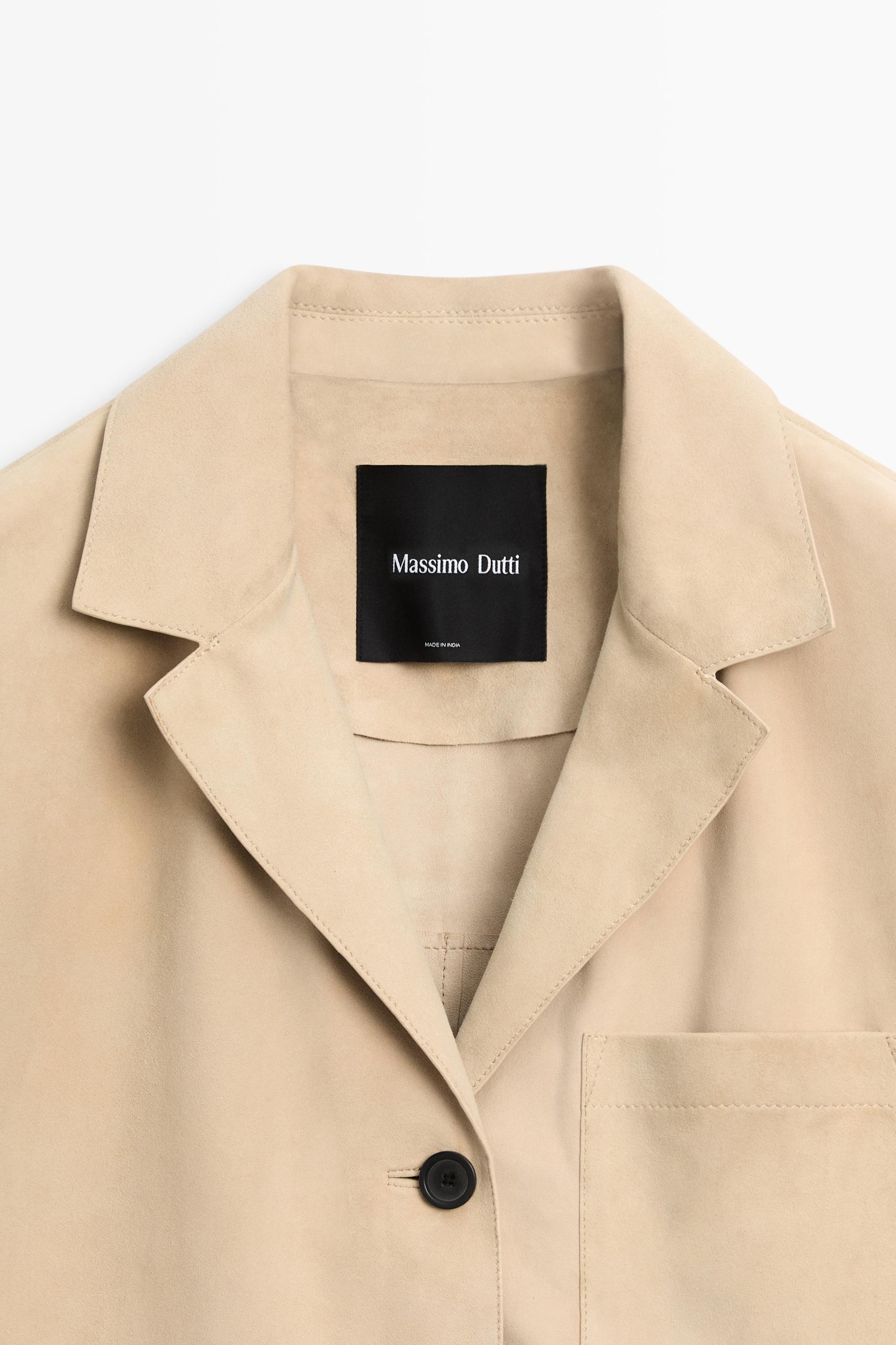 Suede leather blazer with pockets